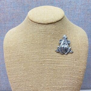 Vintage 925 Sterling Silver Large Frog Pin Brooch Signed DANECRAFT Old Money